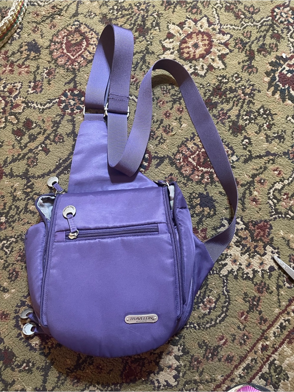 Travelon Purple Crossbody Sling Bag Anti-Theft